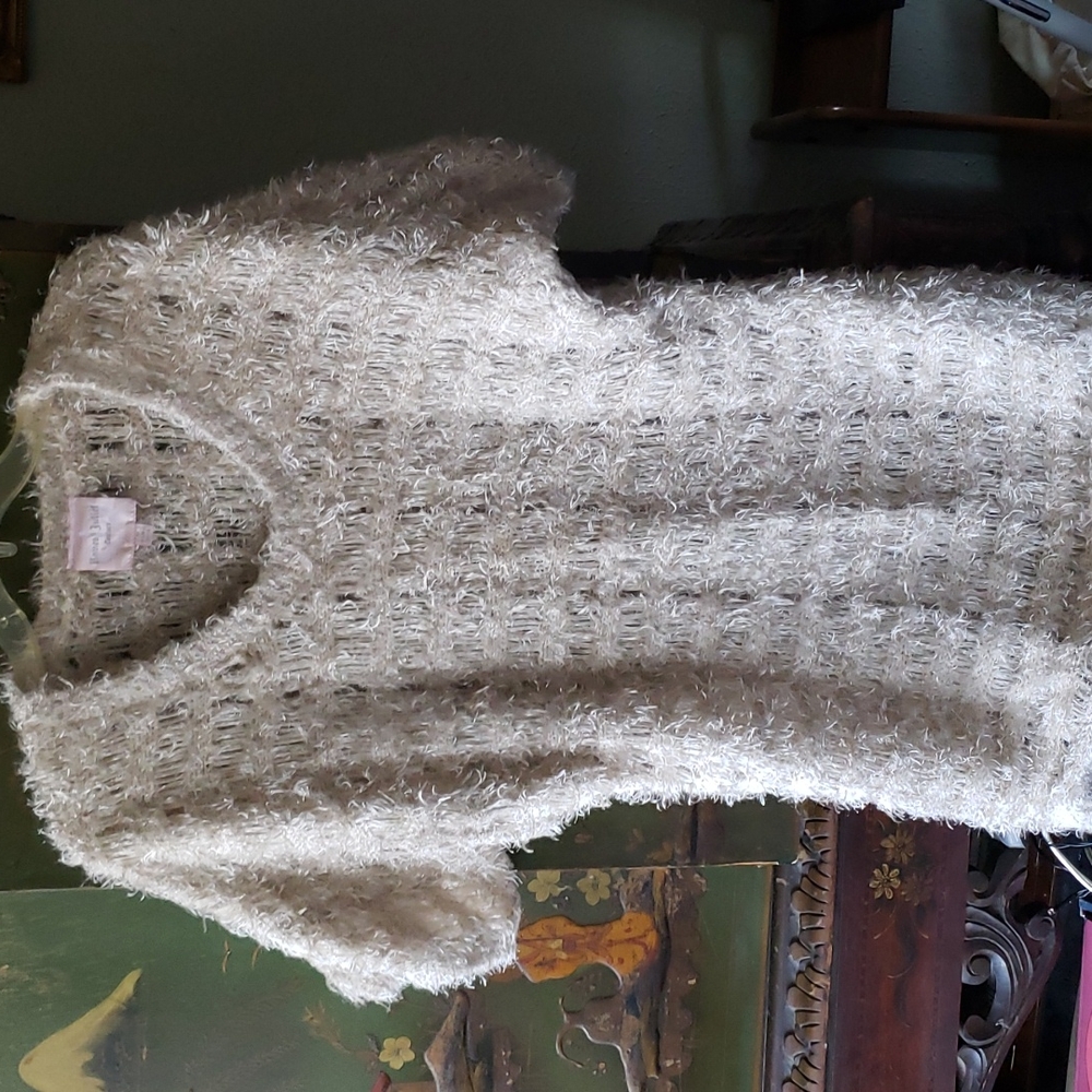 Open knit fuzzy sweater dress M